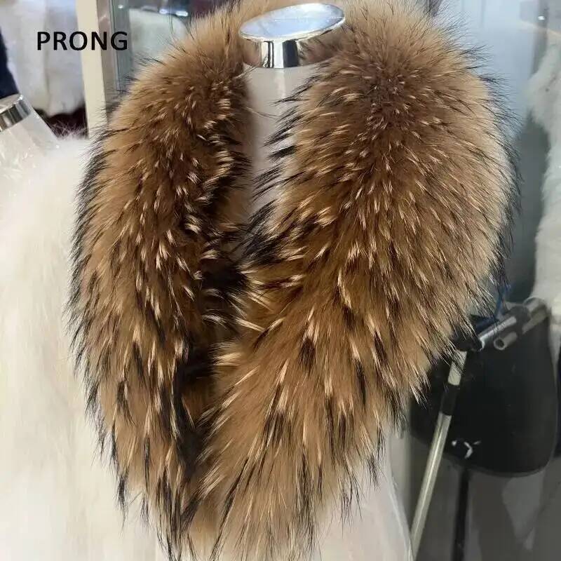 Winter Clothing Online - Natuurlijke Wasbeer Bontkraag Echte Bont Sjaal