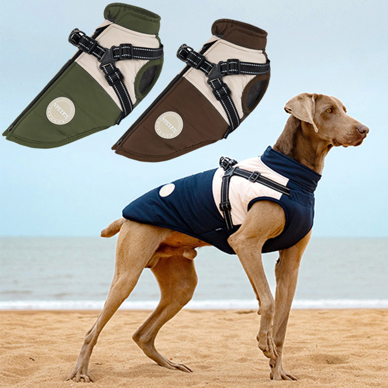 Winter Clothing Line - Warm hondenvest met ingebouwd harnas Waterdichte
