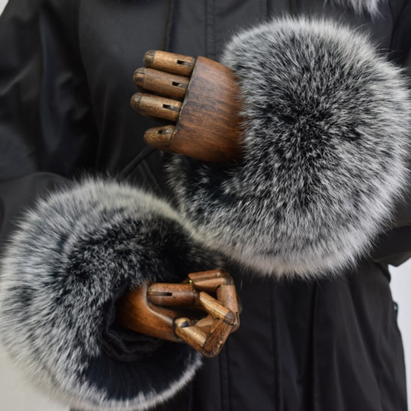 Winter Clothing Online - Vossenbont Manchetten Voor Vrouwen Hele Lederen