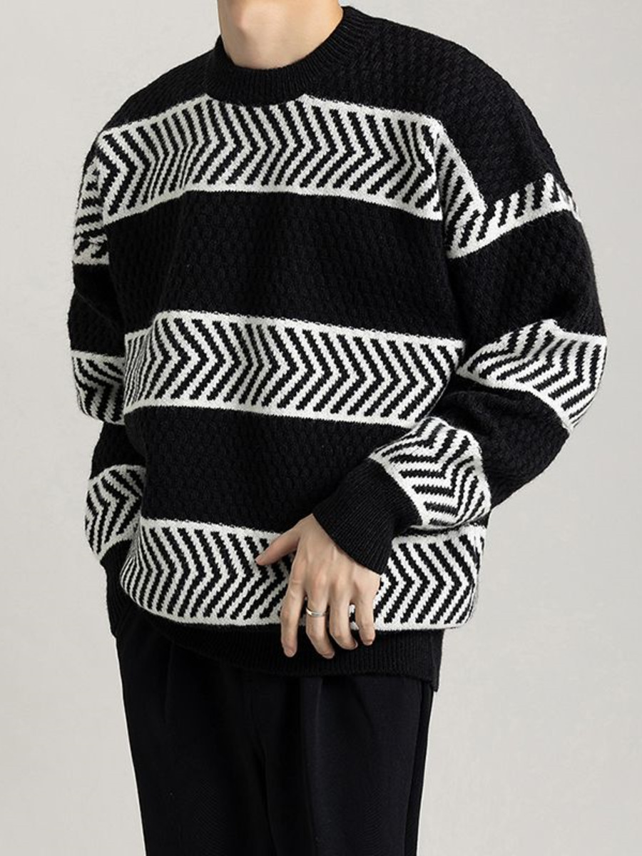 Winter Clothing Colors - Casual losse strepen trui contrasterende kleuren