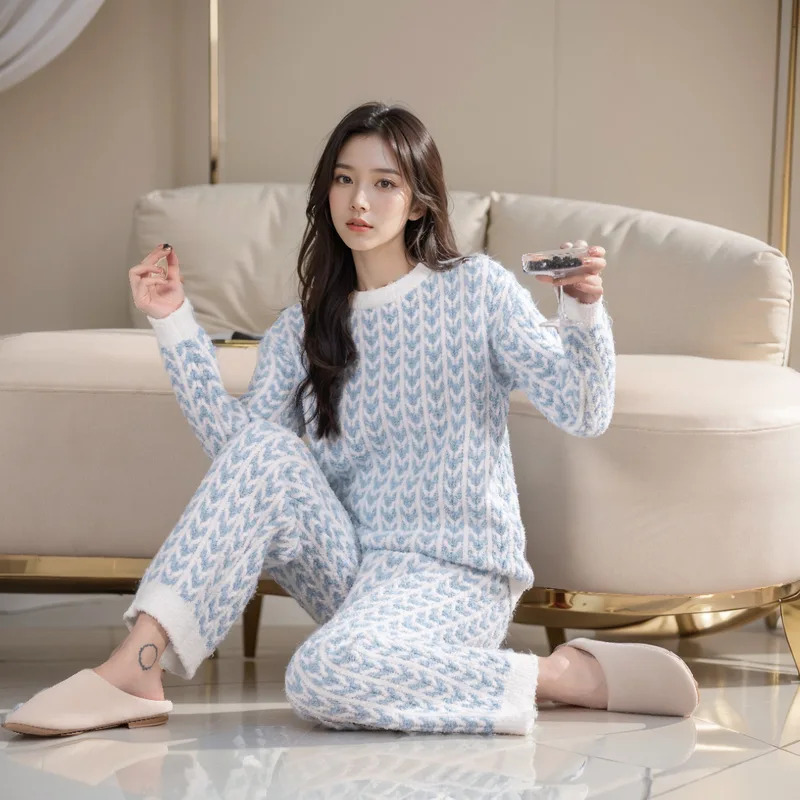Winter Clothing Youtube - Korenaar pyjama blauw lange mouw ronde