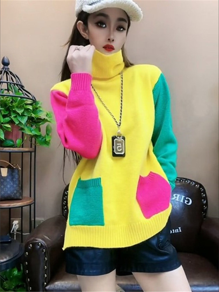 Winter Clothing Colors - Casual kleuren patchwork gebreide truien herfst