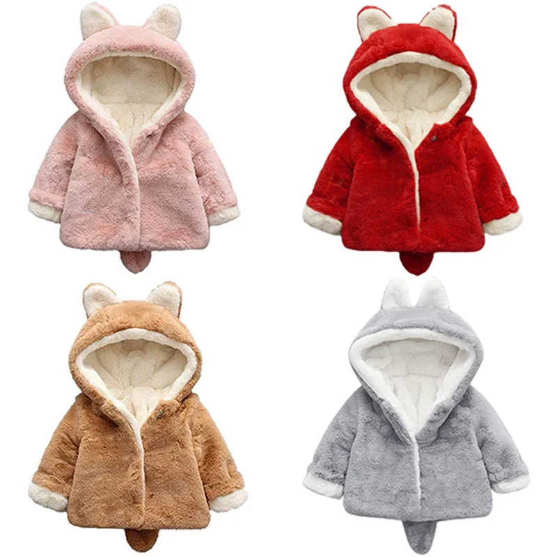 Winter Clothing For Baby Girl - Schattige Kattenoren Pluche Babyjack Kerstprinses Meisjes
