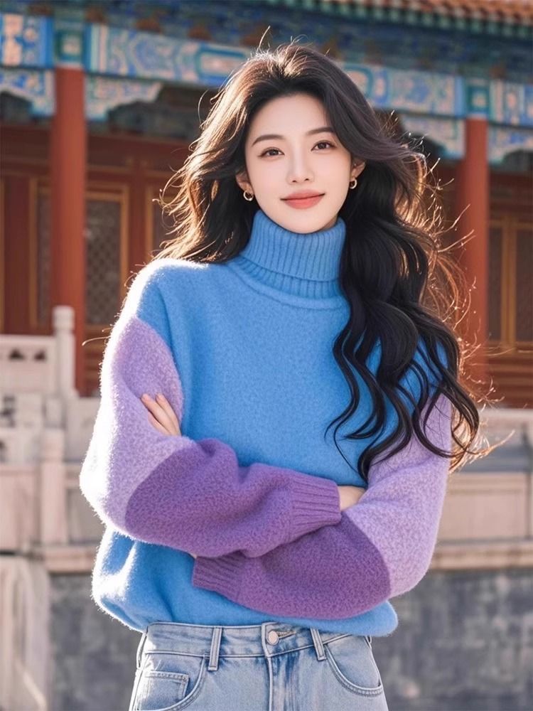 Winter Clothing Colors - Stijlvolle contrasterende kleuren gesplitste truien Vintage