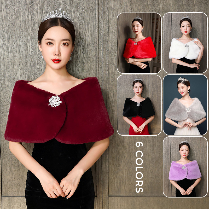 Winter Clothing Online - Vrouwen Bruidssjaal Bruiloft Cape Namaakbont Winter