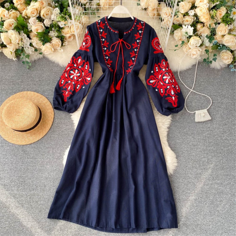 Losse jurk geborduurde bloemen - Winter Clothing Dress Up recensie en prijs