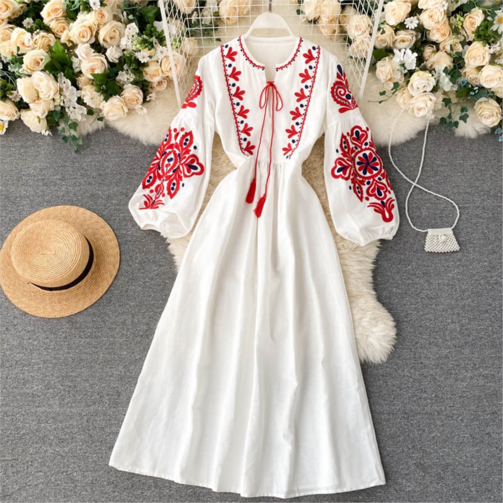 Losse jurk geborduurde bloemen - Winter Clothing Dress Up recensie en prijs