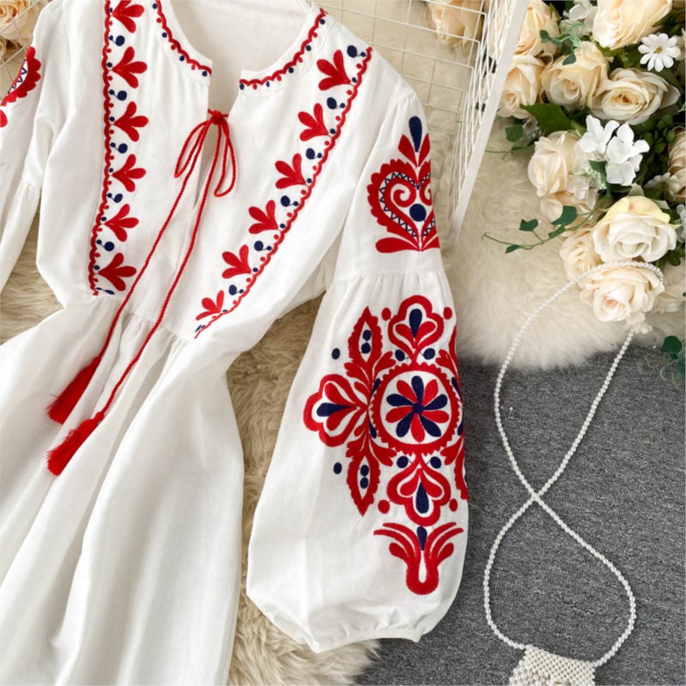 Losse jurk geborduurde bloemen - Winter Clothing Dress Up recensie en prijs