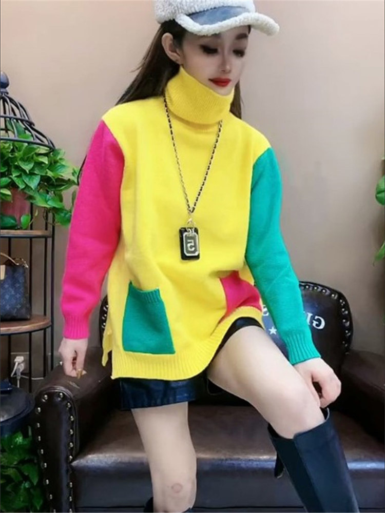Casual kleuren patchwork gebre - Winter Clothing Colors recensie en prijs