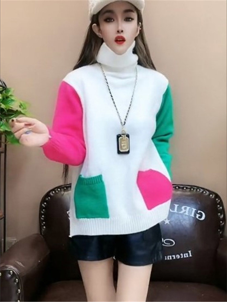 Casual kleuren patchwork gebre - Winter Clothing Colors recensie en prijs